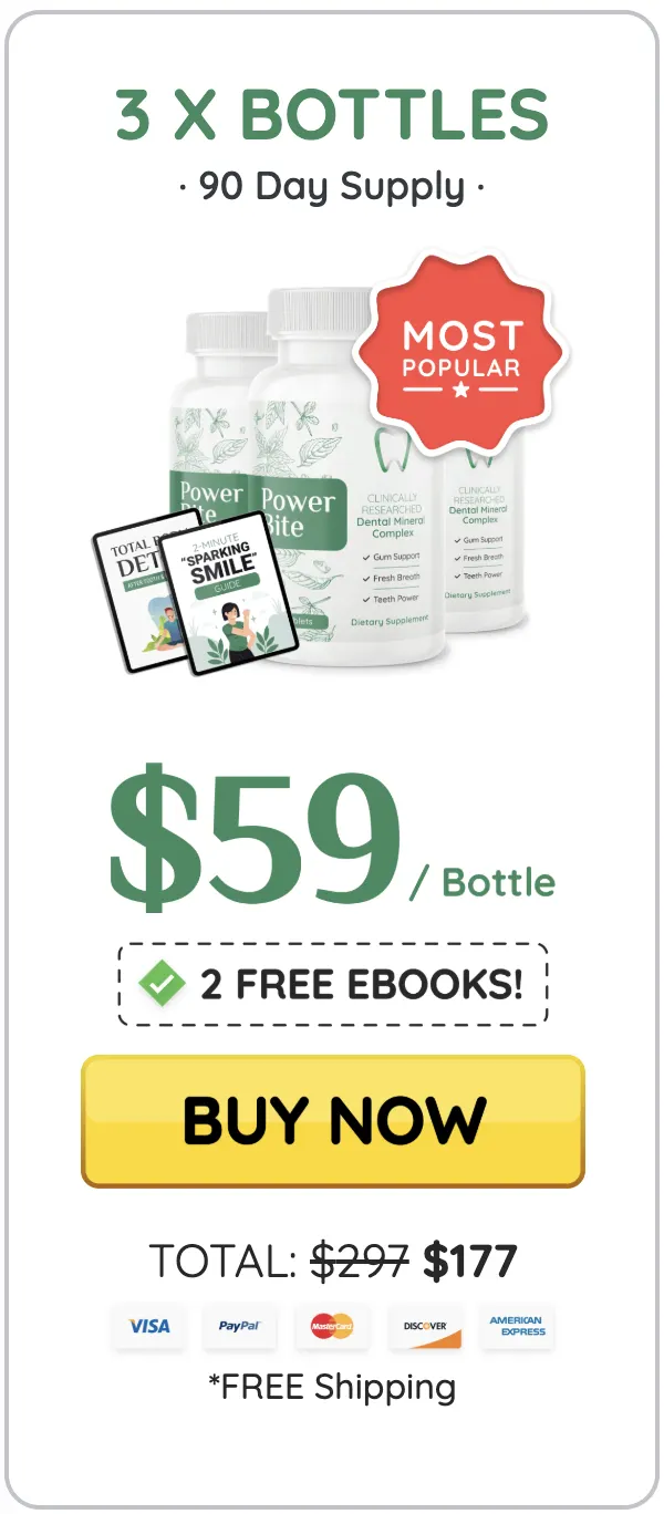 Buy PowerBite 3 bottles — 90 day supply teeth strengthening supplement