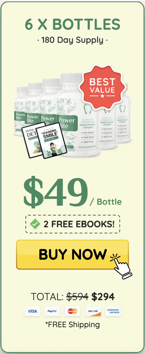 Buy PowerBite 6 bottles — best value oral health supplement pack